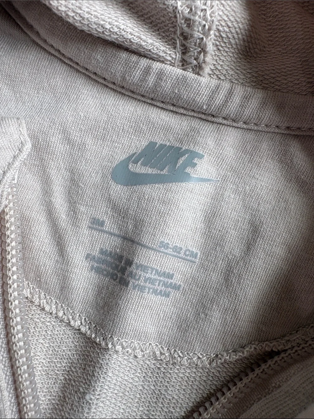 Nike Hooded Baby One-Piece in Light Beige with Teal Logo
